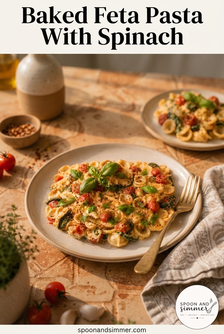 Baked Feta Pasta With Spinach