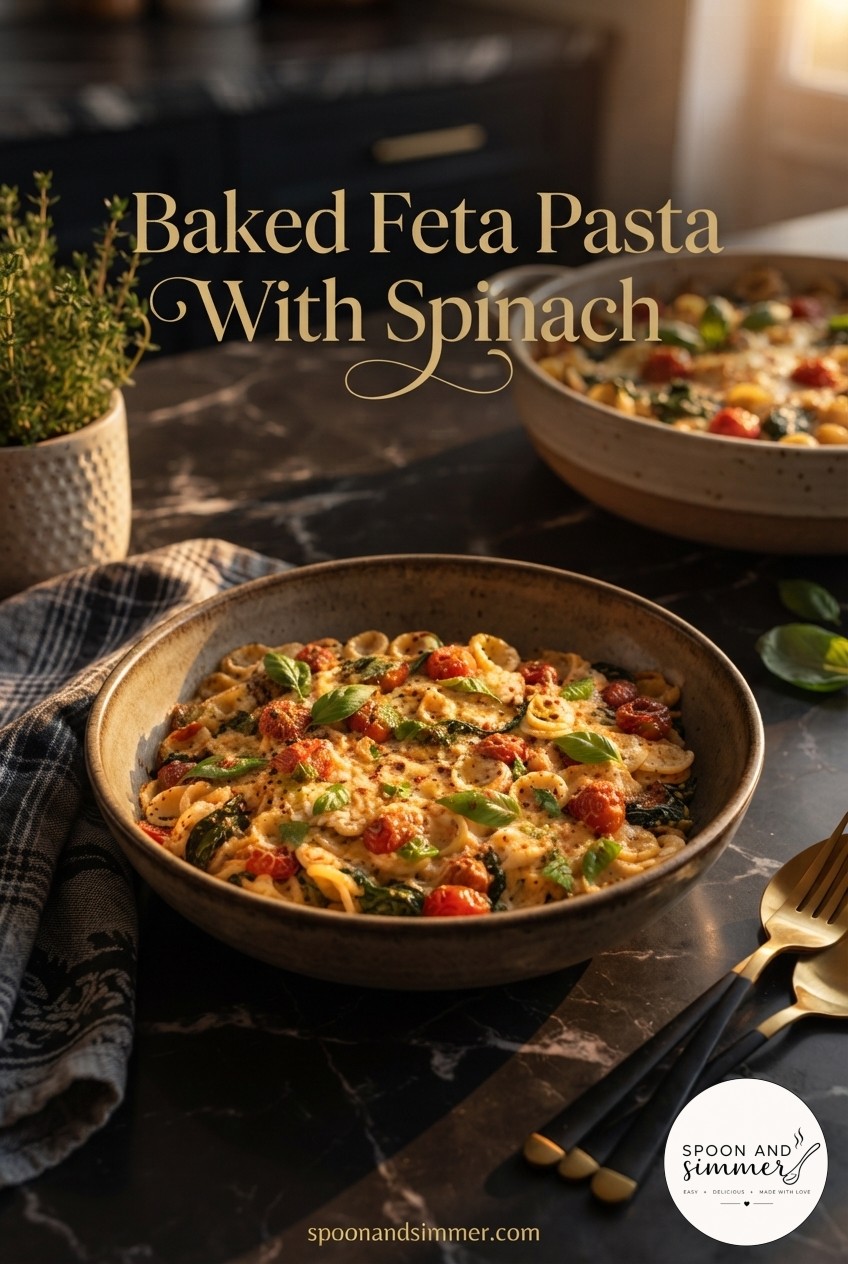 Baked Feta Pasta With Spinach