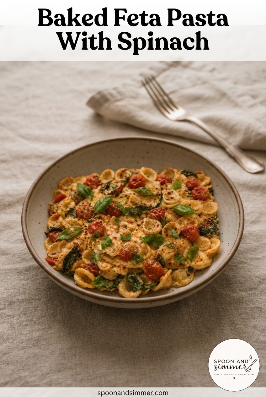 Baked Feta Pasta With Spinach