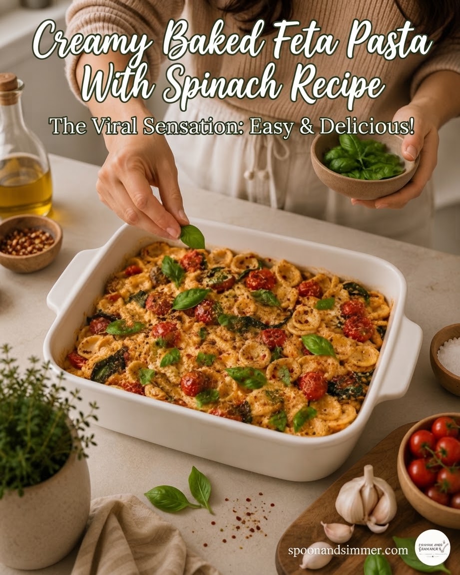 Creamy Baked Feta Pasta With Spinach Recipe