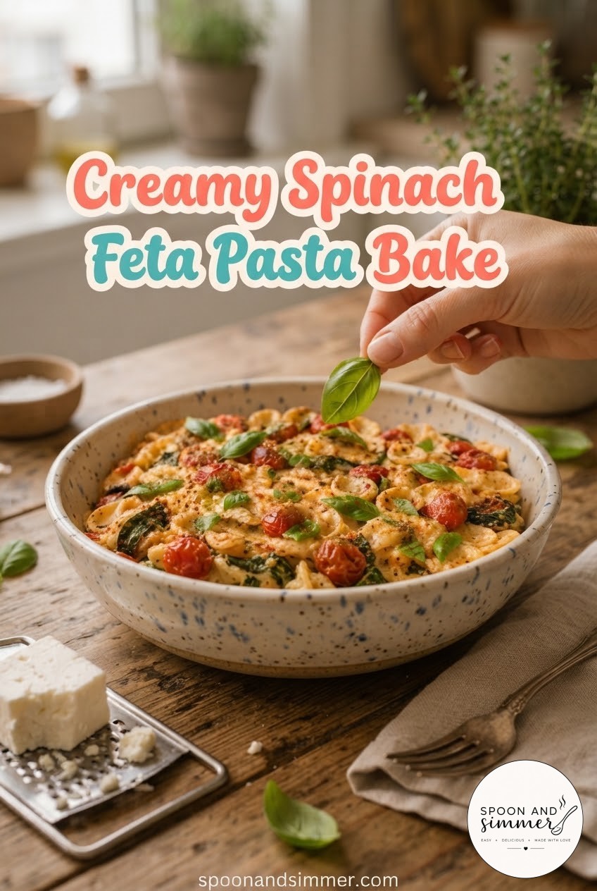 Creamy Spinach Feta Pasta Bake