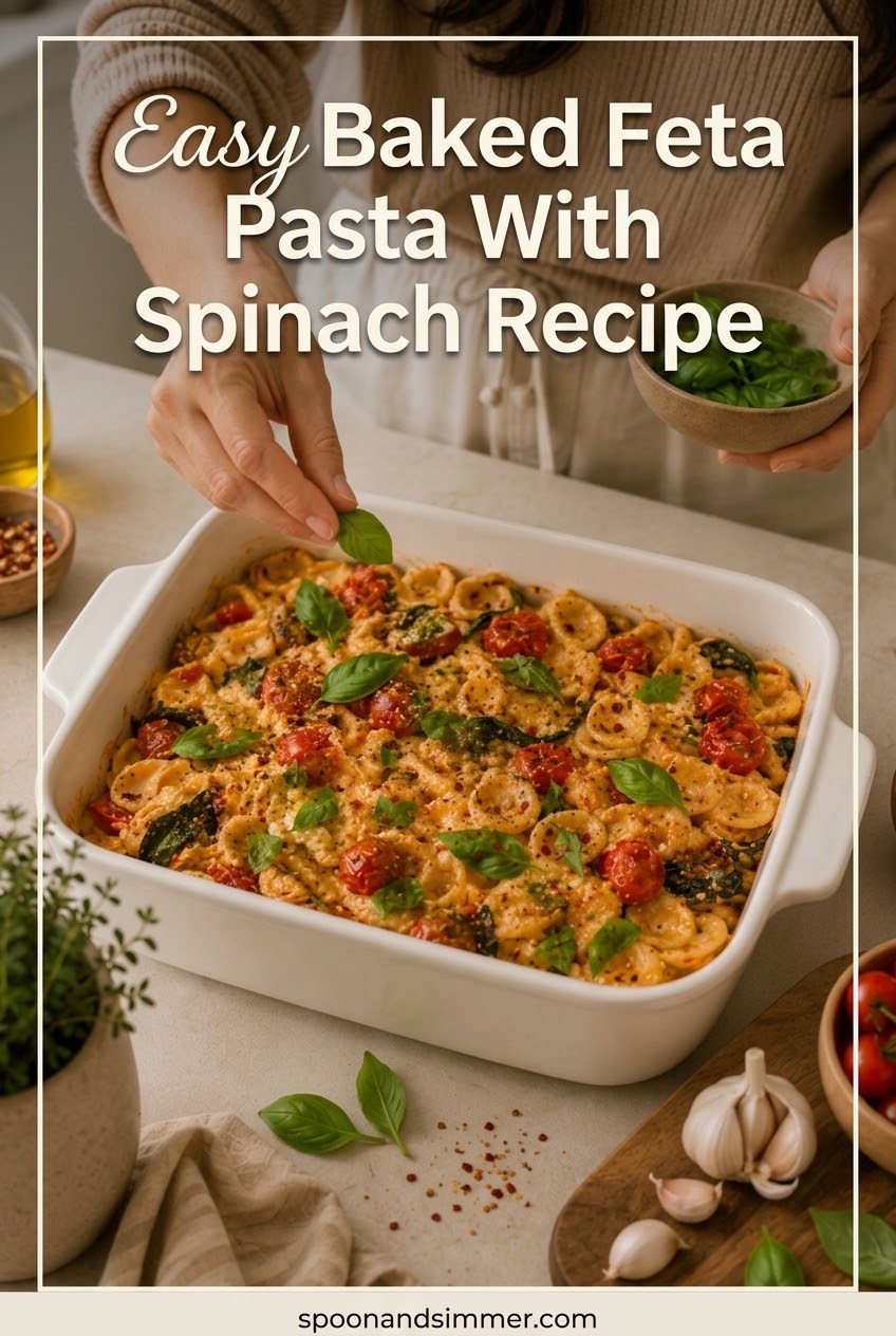 Easy Baked Feta Pasta With Spinach Recipe