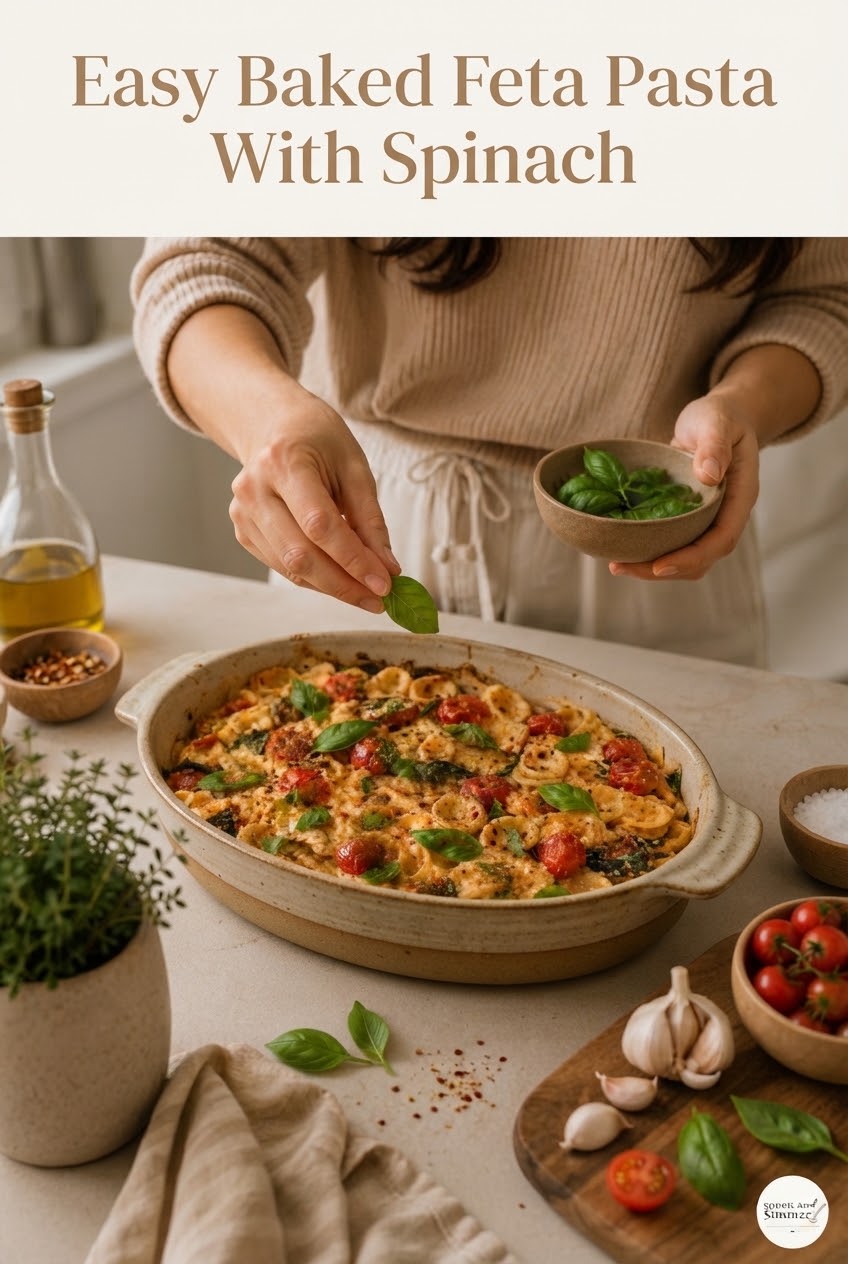 Easy Baked Feta Pasta With Spinach