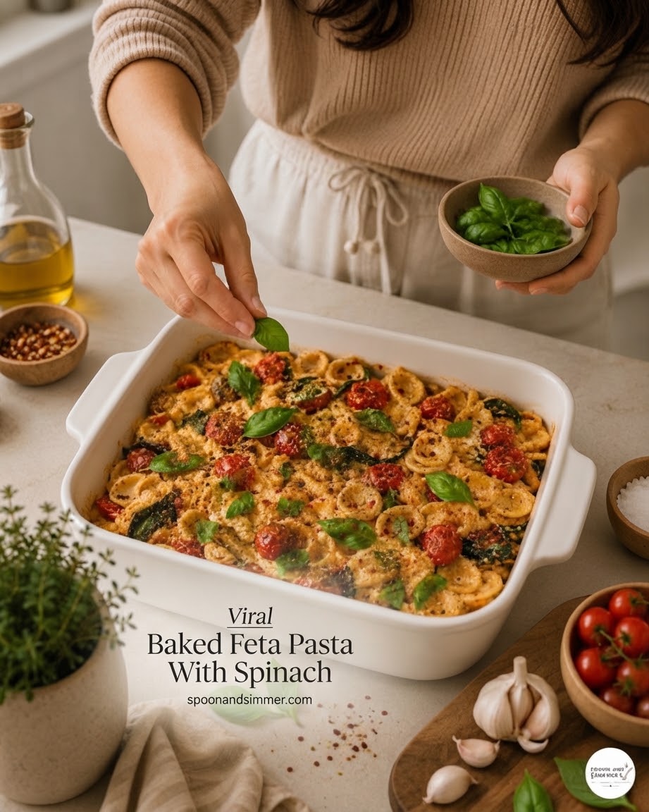 Viral Baked Feta Pasta With Spinach