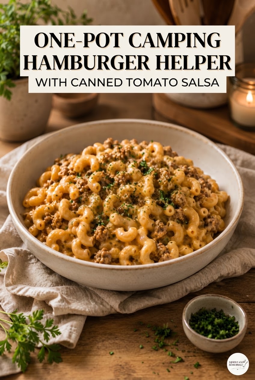 One-Pot Camping Hamburger Helper With Canned Tomato Salsa