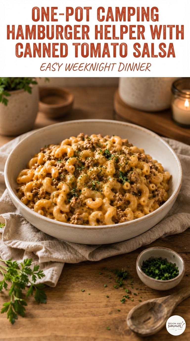 One-Pot Camping Hamburger Helper With Canned Tomato Salsa