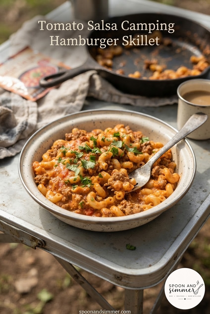 Tomato Salsa Camping Hamburger Skillet