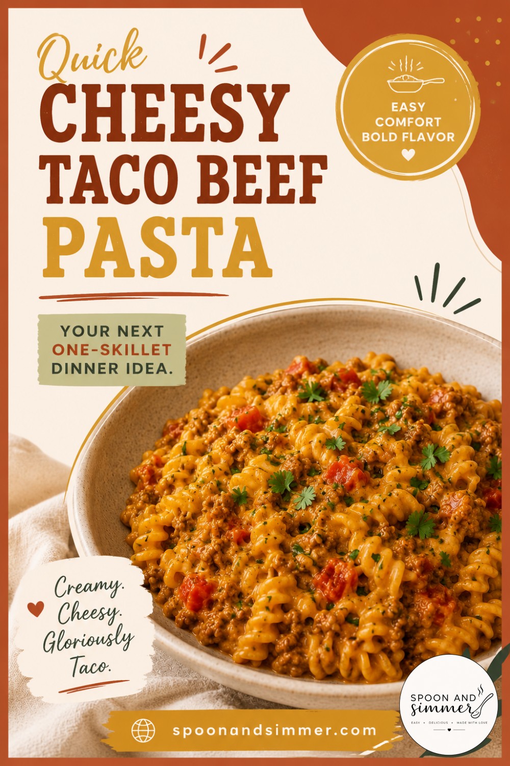 Quick CHEESY TACO BEEF PASTA