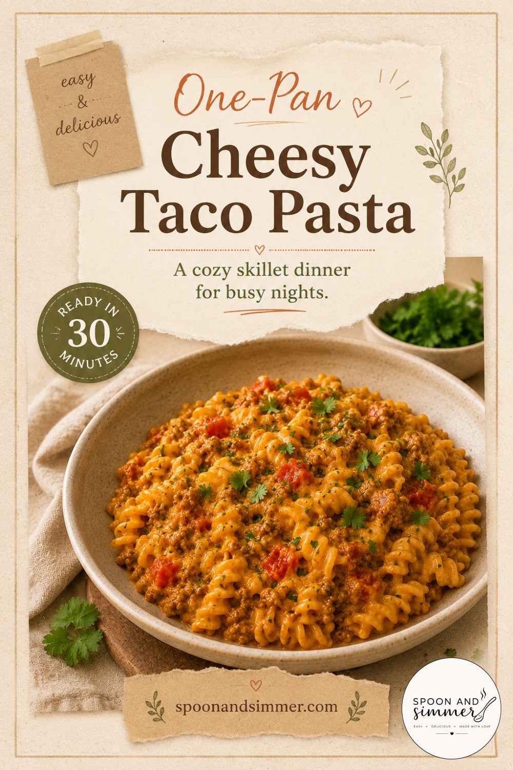 One-Pan Cheesy Taco Pasta