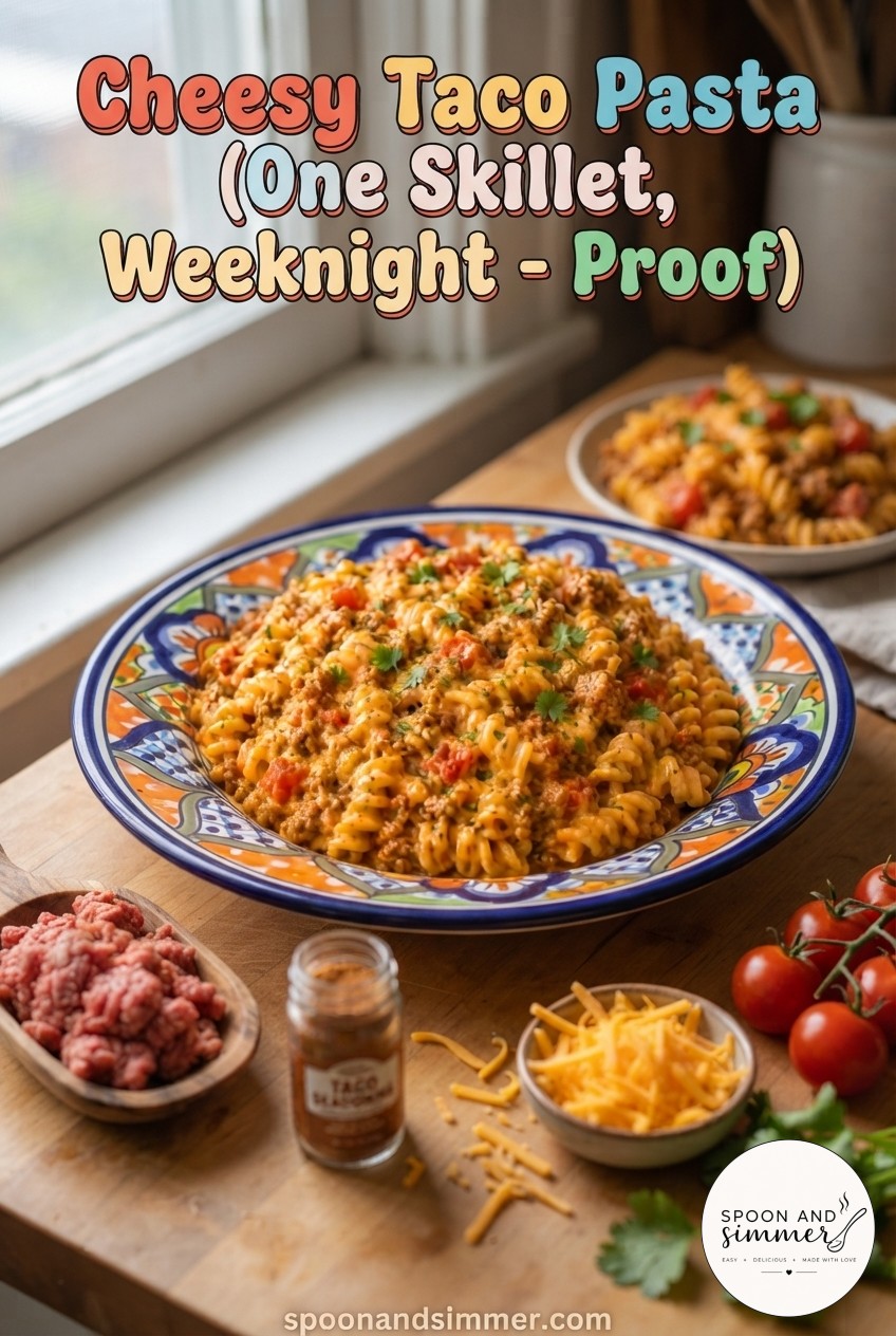 Cheesy Taco Pasta (One Skillet, Weeknight - Proof)