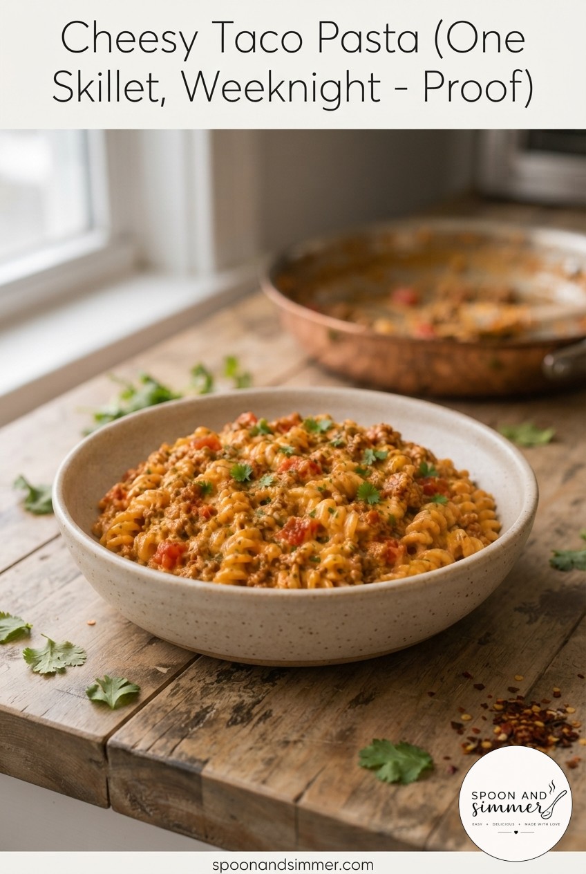 Cheesy Taco Pasta (One Skillet, Weeknight - Proof)