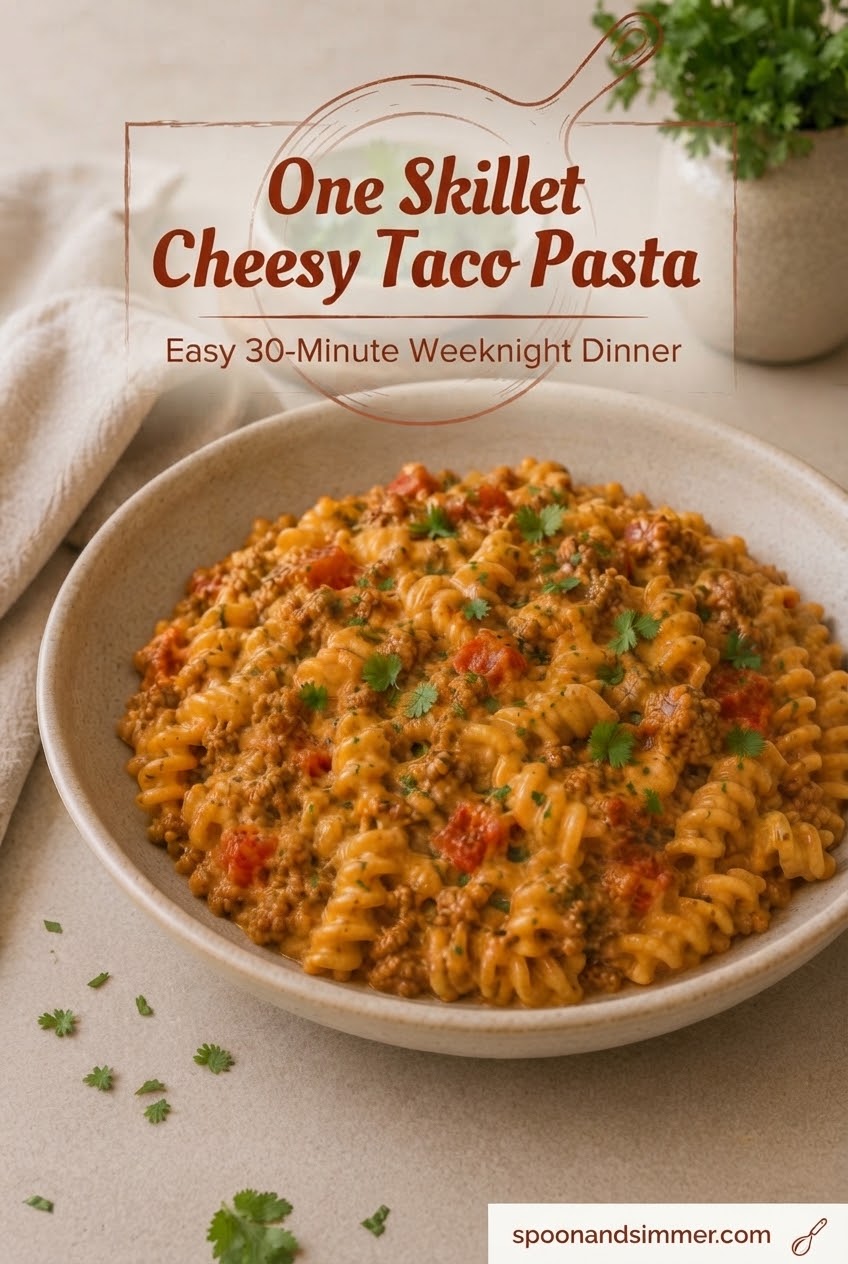 One Skillet Cheesy Taco Pasta