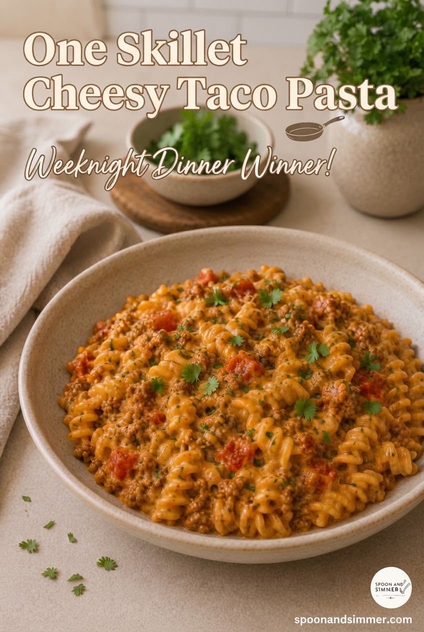 One Skillet Cheesy Taco Pasta