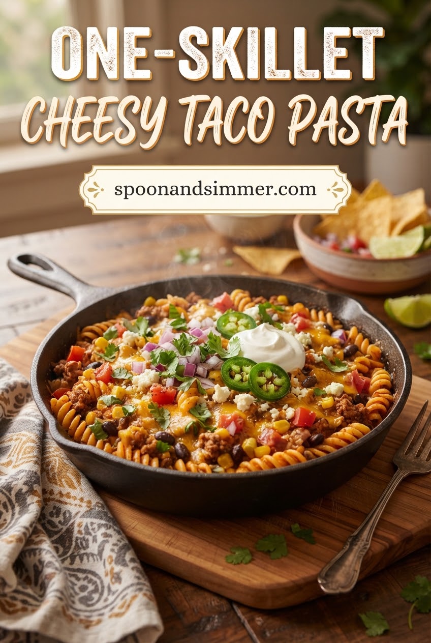 One-Skillet Cheesy Taco Pasta