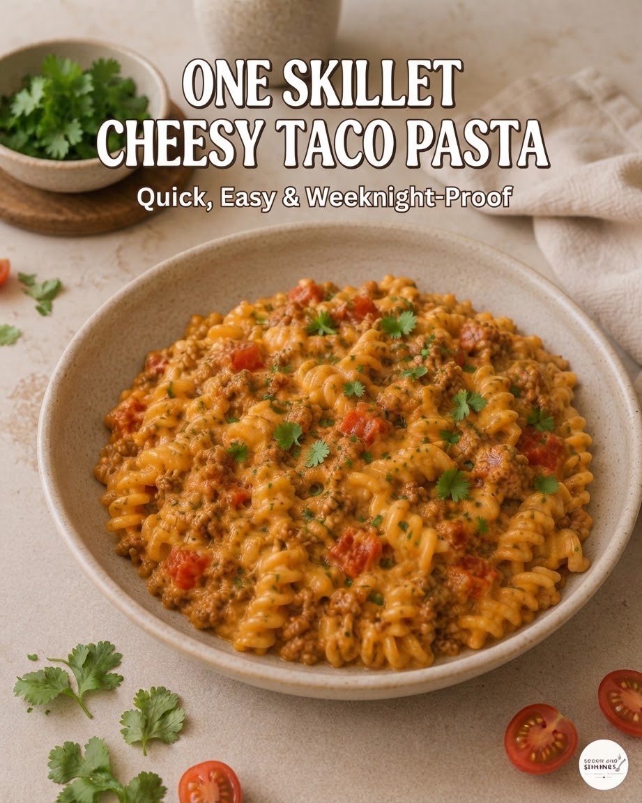 One Skillet Cheesy Taco Pasta