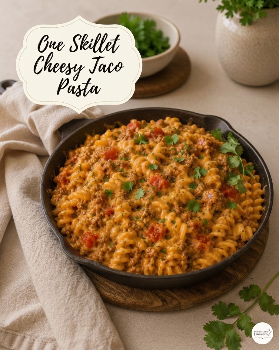 One Skillet Cheesy Taco Pasta