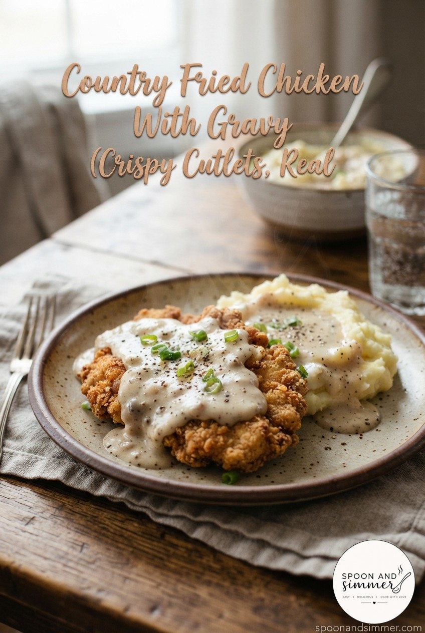 Country Fried Chicken With Gravy (Crispy Cutlets, Real