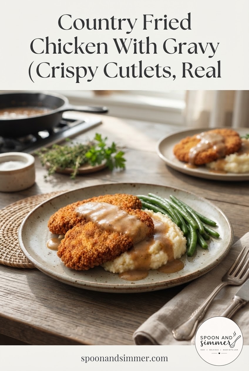 Country Fried Chicken With Gravy (Crispy Cutlets, Real