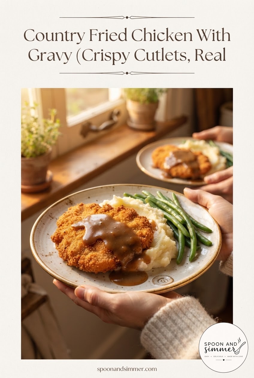 Country Fried Chicken With Gravy (Crispy Cutlets, Real