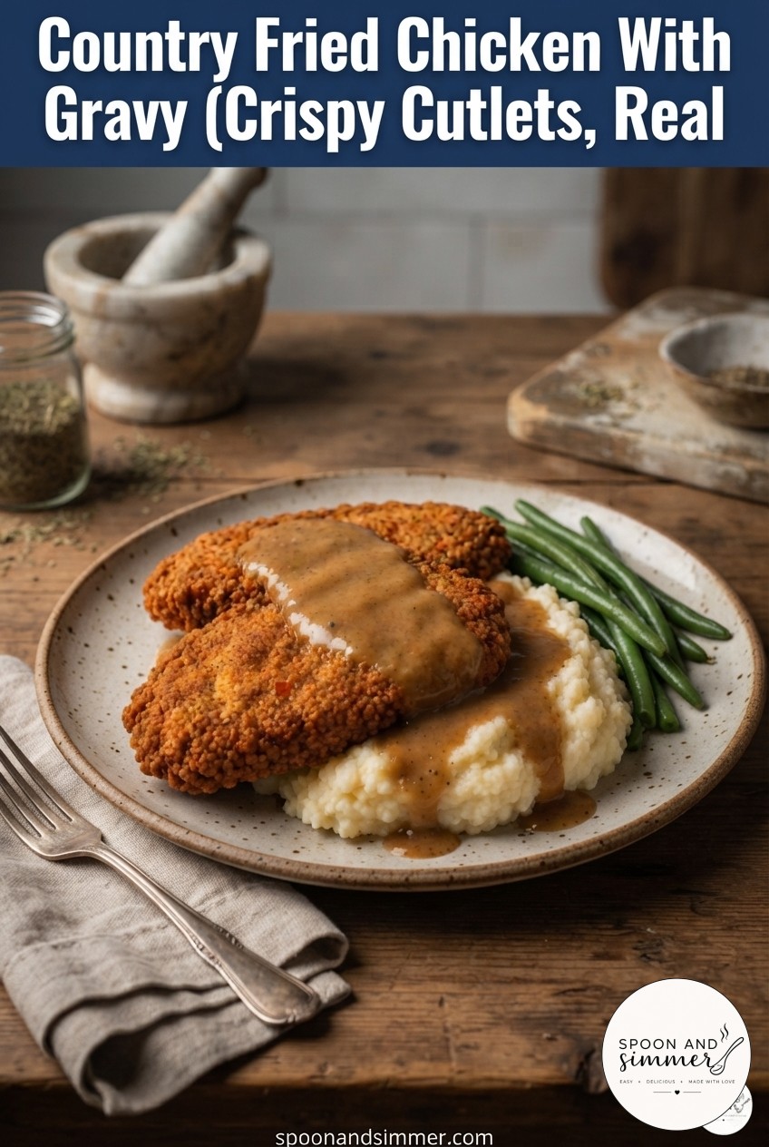 Country Fried Chicken With Gravy (Crispy Cutlets, Real