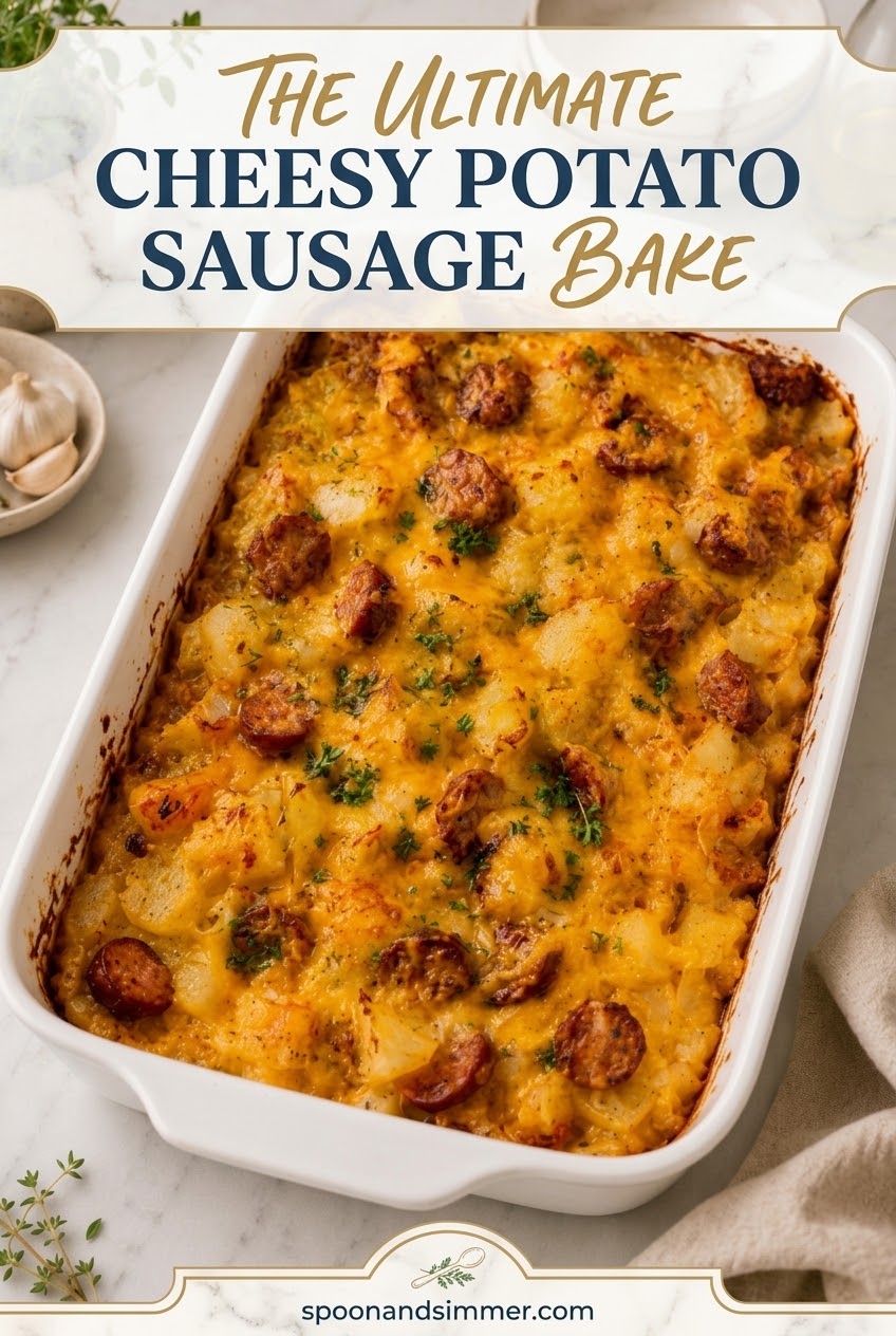 The Ultimate Cheesy Potato Sausage Bake