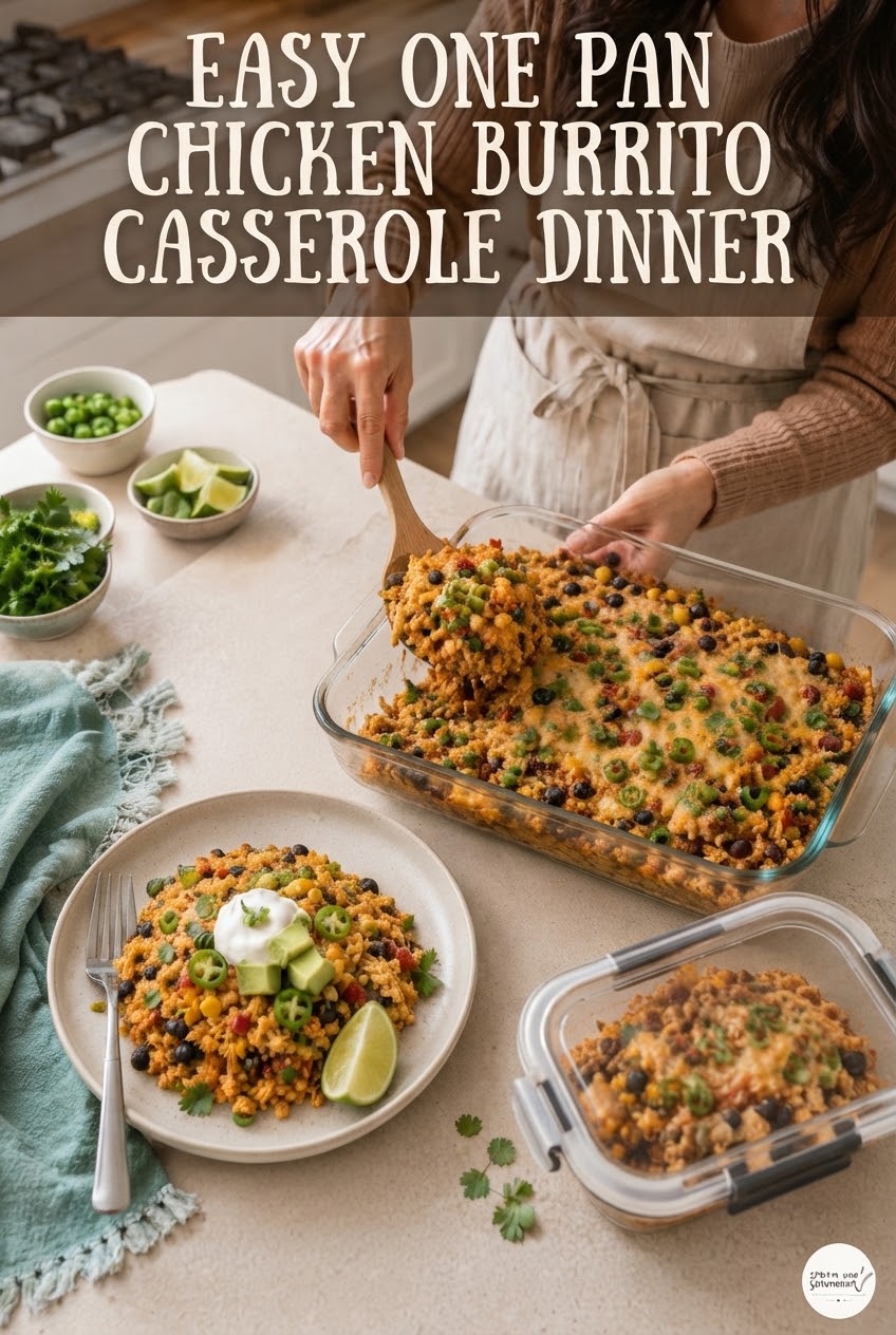 Easy One Pan Chicken Burrito Casserole Dinner