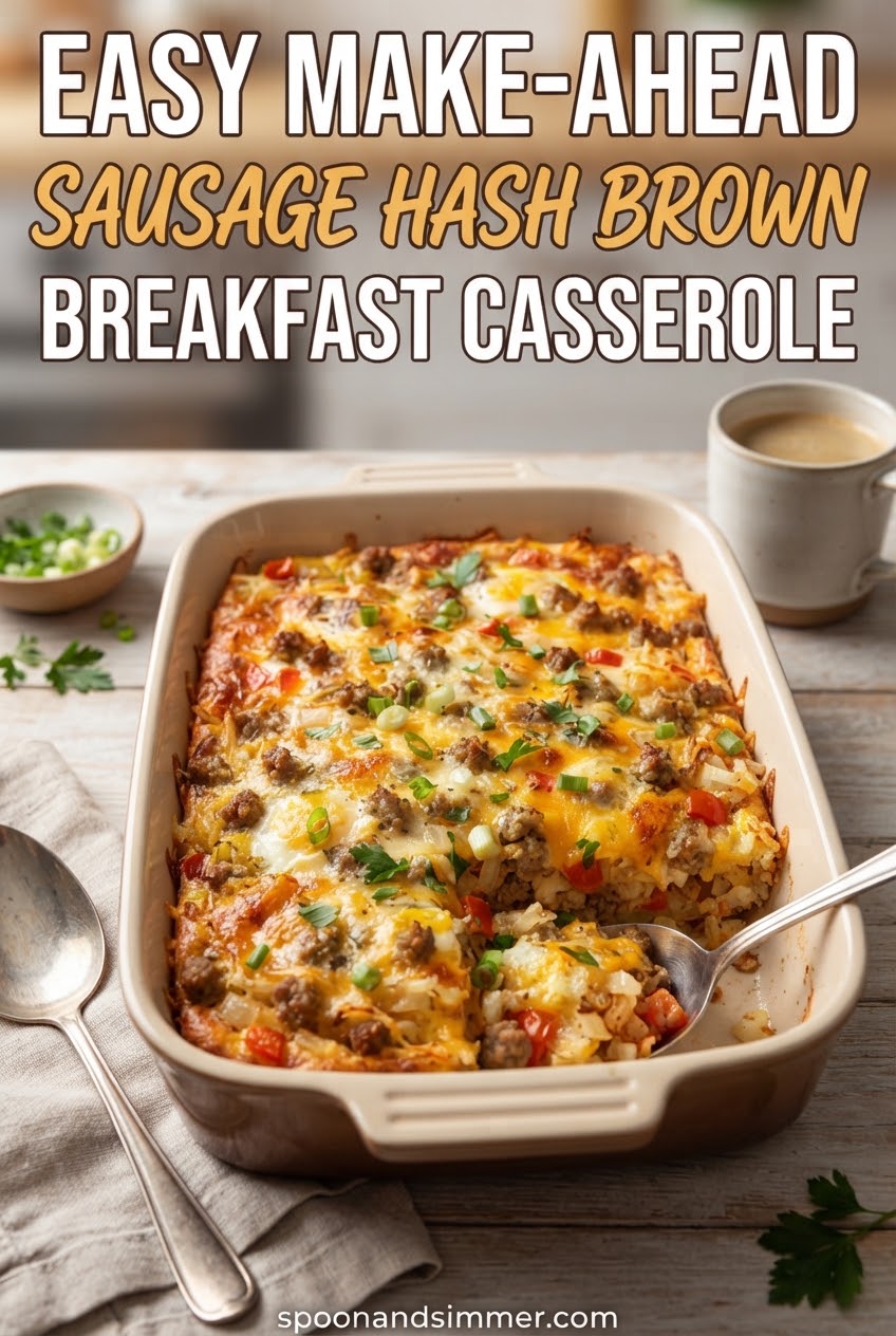Easy Make-Ahead Sausage Hash Brown Breakfast Casserole