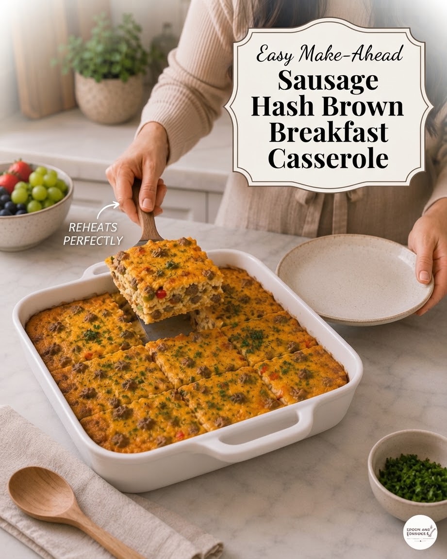 Easy Make-Ahead Sausage Hash Brown Breakfast Casserole