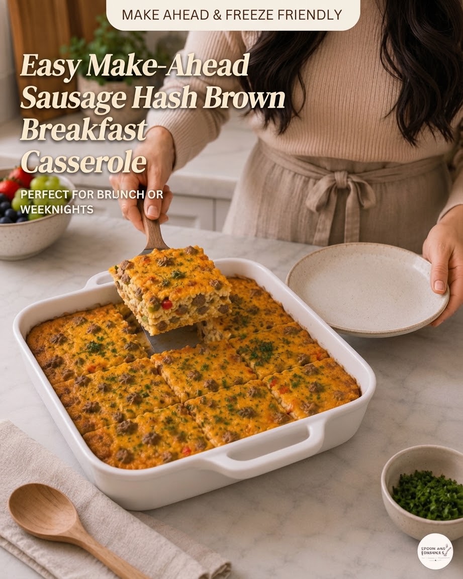 Easy Make-Ahead Sausage Hash Brown Breakfast Casserole