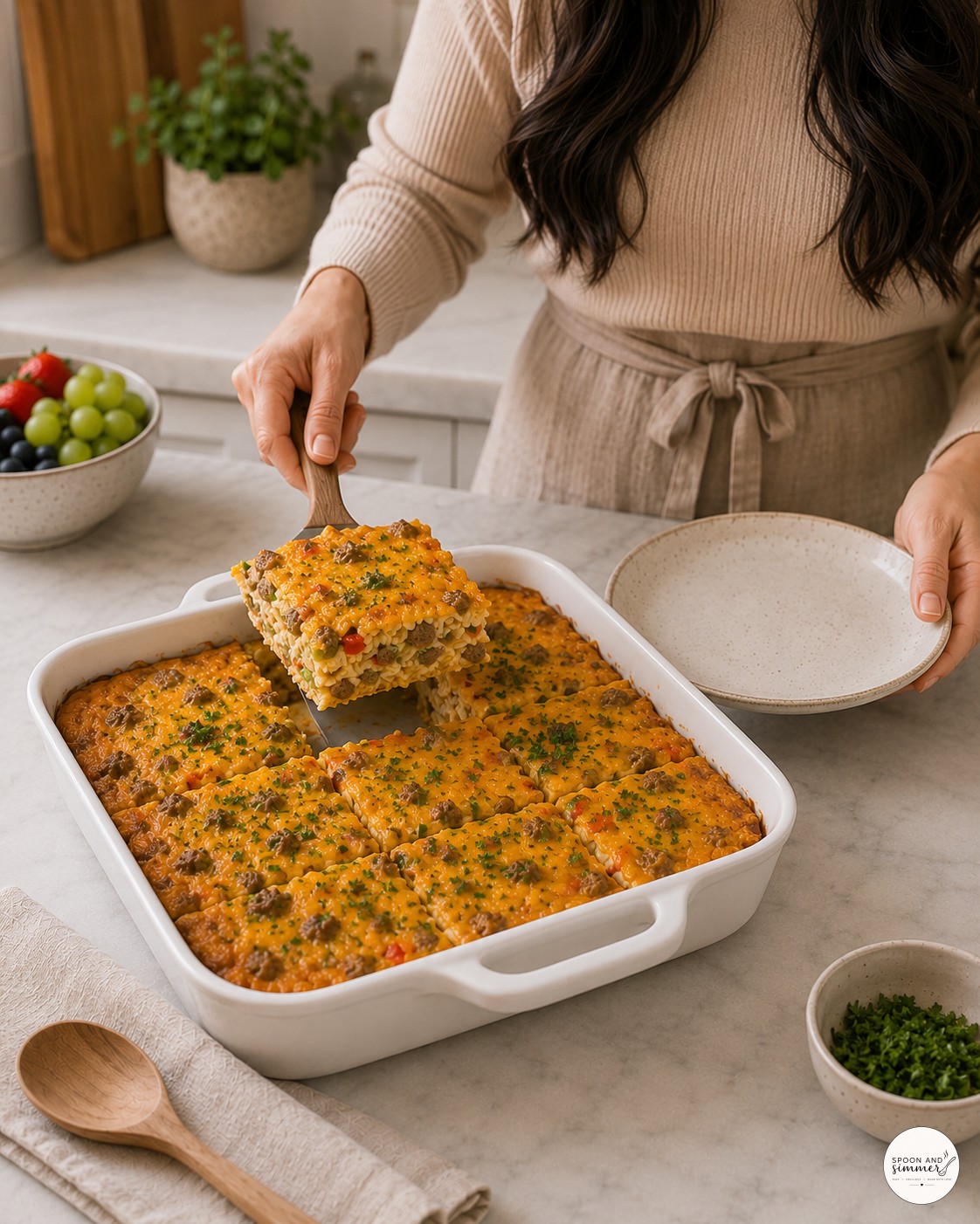 Sausage Hash Brown Breakfast Casserole (Make - Ahead